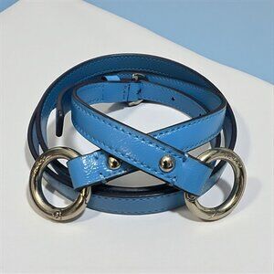 Coach Blue Leather Belt with Silver Accents